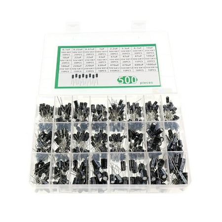 

500Pcs Aluminum 24Value Electrolytic Capacitors Kit High Precision Electronic DIY W/ Monolithic Assortment for DIY Supplies
