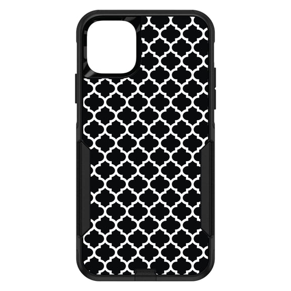 DistinctInk Custom SKIN / DECAL compatible with OtterBox Commuter for iPhone 11 Pro MAX (6.5" Screen) - Black White Moroccan Lattice