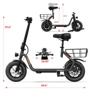 5TH WHEEL LB26 Peak 750W Motor Electric Scooter for Adults with Seat and Carry Basket, 36V 7.8Ah 20Miles Range & 20Mph, 12 Foldable E Scooter for Commuting, UL 2272