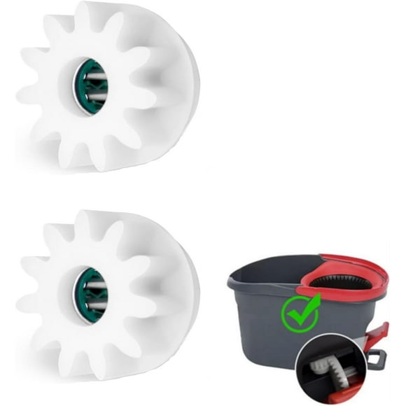 Lot de 2 Engrenages de Vadrouille Rotatifs en Plastique ABS - Pièces de Rechange Blanches pour Vileda & O-Cedar Pédales Rotatives, Ajustement Universel pour la Plupart des Marques, Installation Facile, Accessoire Durable de 1 Pouces de Diamètre Extérieur
