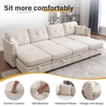 thumbnail image 5 of JONPONY Vintage Modular Sectional Sofa Sleeper Couch Set Convertible Sleeper Sofa Bed with Storage, Vintage Copper Nail Modular Sectionals with Ottomans 8 Seat Sofa Couch for Living Room,Beige, 5 of 11