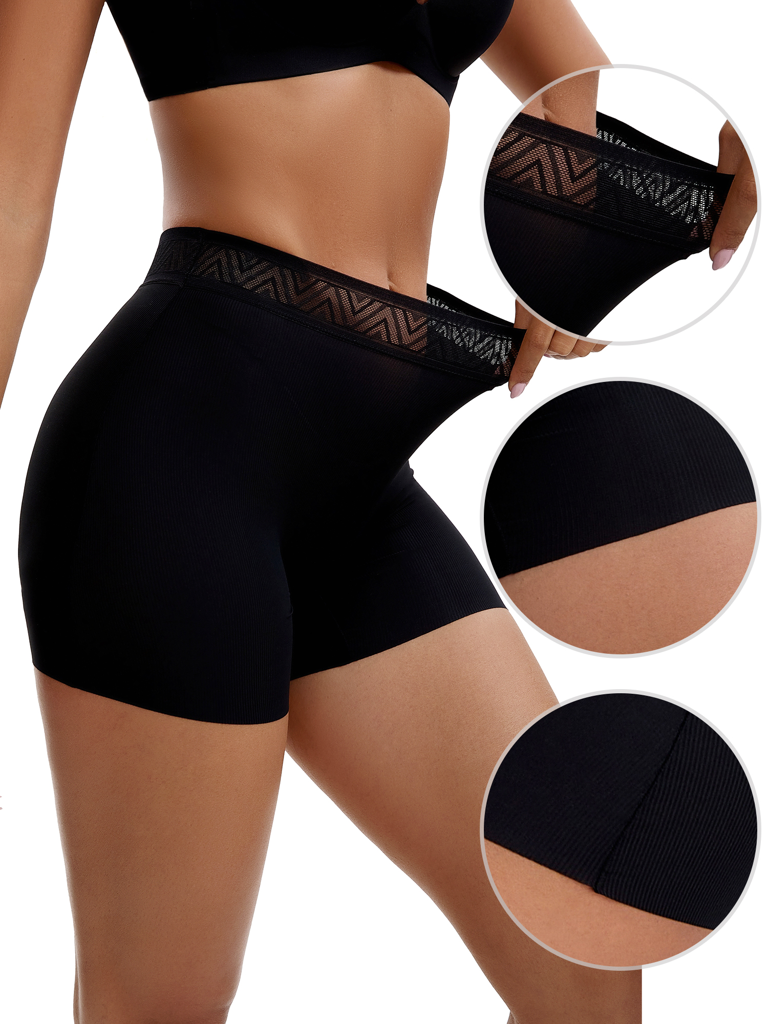 Unique Bargains Women's Tummy Control Butt Lifter Thigh Slimmers XL 3 Black