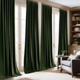 thumbnail image 2 of NICETOWN Olive Green Blackout Velvet Curtains 120" Length, Energy Saving Heat Blocking Drapes for High Ceiling Living Room, Elegant Thick Velvet Window Panels for Privacy Protection, Set of 2, 2 of 7