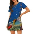 thumbnail image 1 of Balery Colorful Coral Reef Camisón de manga corta con cuello redondo para mujer, cómodo y elegante., 1 of 6