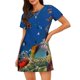 thumbnail image 1 of Easygdp Colorful Coral Reef Camisón de manga corta para mujer, informal, estampado, 1 of 6