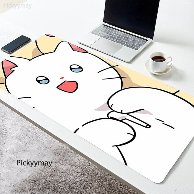Alfombrilla de ratón Kawaii Cat para ordenador, alfombrilla de ratón grande de Anime para estudiantes, teclado de oficina para ordenador portátil, alfombrilla de escritorio de goma suave XXL qiuyongming unisex