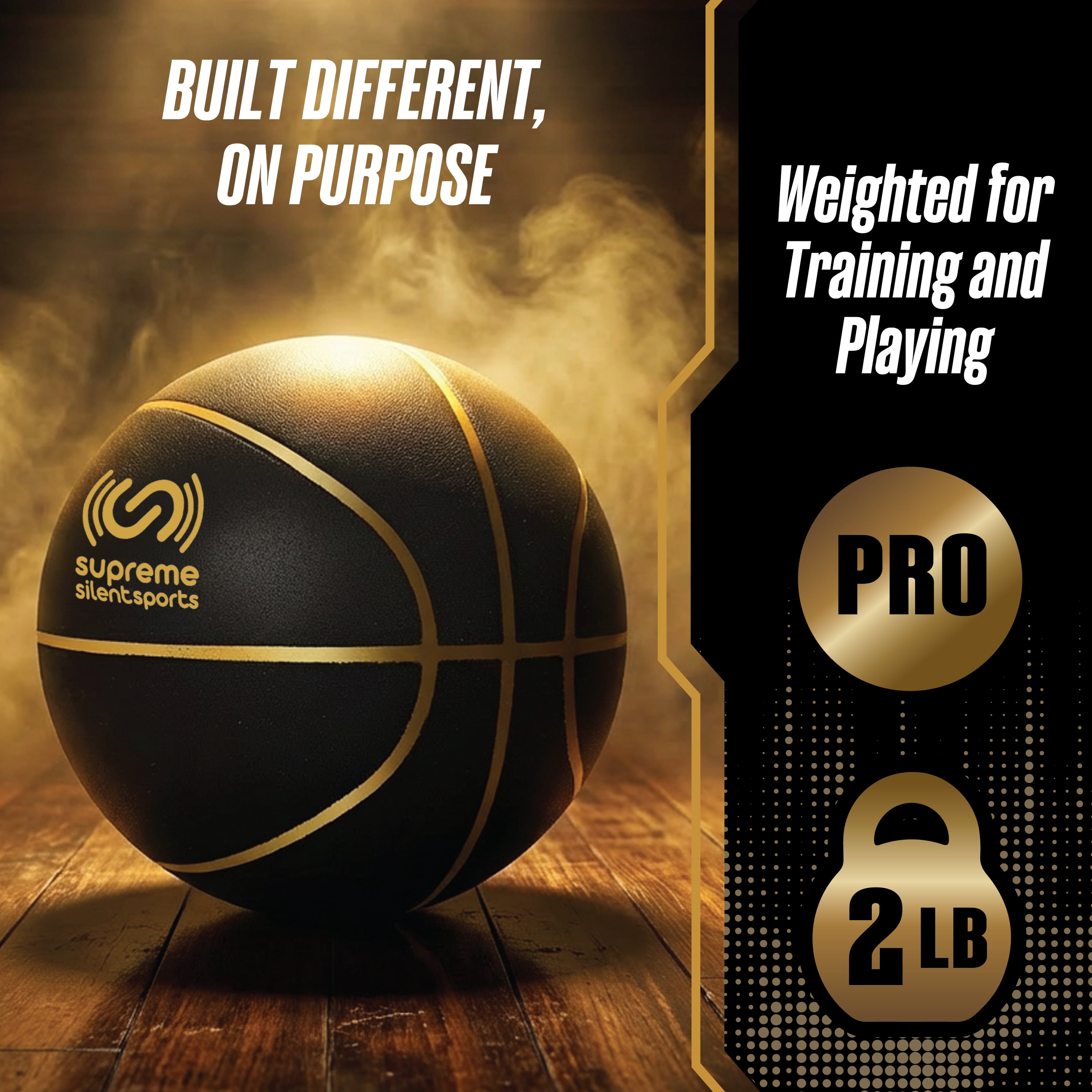 Supreme Silent Sports Pro Weighted Training Basketball, 2 lb Quiet Indoor Dribbling Ball