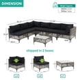 thumbnail image 5 of JOIVI 7 Pieces Patio Furniture Set, Outdoor Sectional Sofa Set with Cushion and Coffee Table, 7-Piece PE Rattan Conversation Set for Deck, Porch, Backyard, Black, 5 of 8