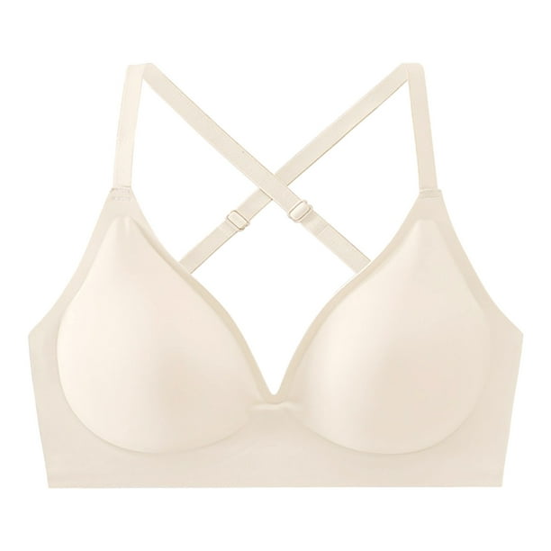 Aayomet Bras for Large Breasts Shaped Back Gathering Small Chest Without  Steel Ring Lace Adjustment Type Collar Bra (Beige, S) 