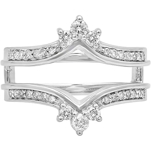 14K White Gold Plated 925 Sterling Silver Moissanite Enhancer Ring Guard Engagement Wrap Ring For Her