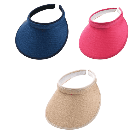 TELOLY 3Pcs Sun Hat Hairband Style Women Outdoor Wide Eaves Fedora Hats for Men Summer Mountain Climbing Linen Empty Top Hat Sun Hats for Women,Style 6