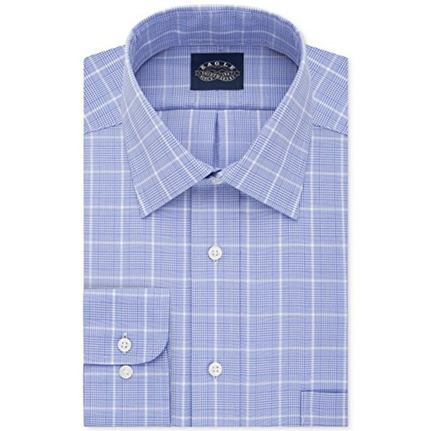 Eagle Eagle Men's ClassicFit Stretch Collar Check Dress Shirt (Blue