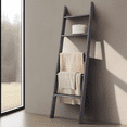 thumbnail image 3 of LEDREM 5-Tier Decorative Blanket Ladder and Ladder Shelf, Rustic Farmhouse Leaning Rack for Blankets, Towels, or Home Decor, Misty Gray, 3 of 7