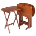 thumbnail image 1 of Lucca 4 Snack Tables with Storage Stand in Teak Finish, 1 of 9