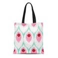 thumbnail image 1 of JSDART Canvas Tote Bag Hi Res Ikat for All and Purposes Shapes Peacock Reusable Shoulder Grocery Shopping Bags Handbag, 1 of 1