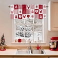 thumbnail image 2 of Valance Curtains for Kitchen Windows Christams Elks Pine and SnowflakesRod Pocket Valance Farm Red and White LatticeShort Window Curtain Topper for Bedroom Living Room Bathroom 54x18in, 2 of 7