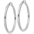 thumbnail image 2 of 14K White Gold Polished 4.2mm Tube Hoop Earrings - 55mm, 2 of 6