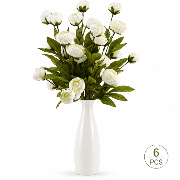 Faux Silk Peony  Artificial Peony Flowers for Vase -27" Artificial Peonies with Stems for Home Centerpieces Wedding Decor (6 Pcs)