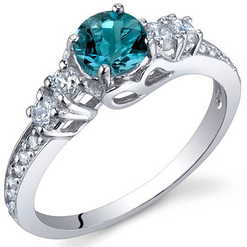 0.5 ct Round London Blue Topaz and Cubic Zirconia Ring in Sterling ...