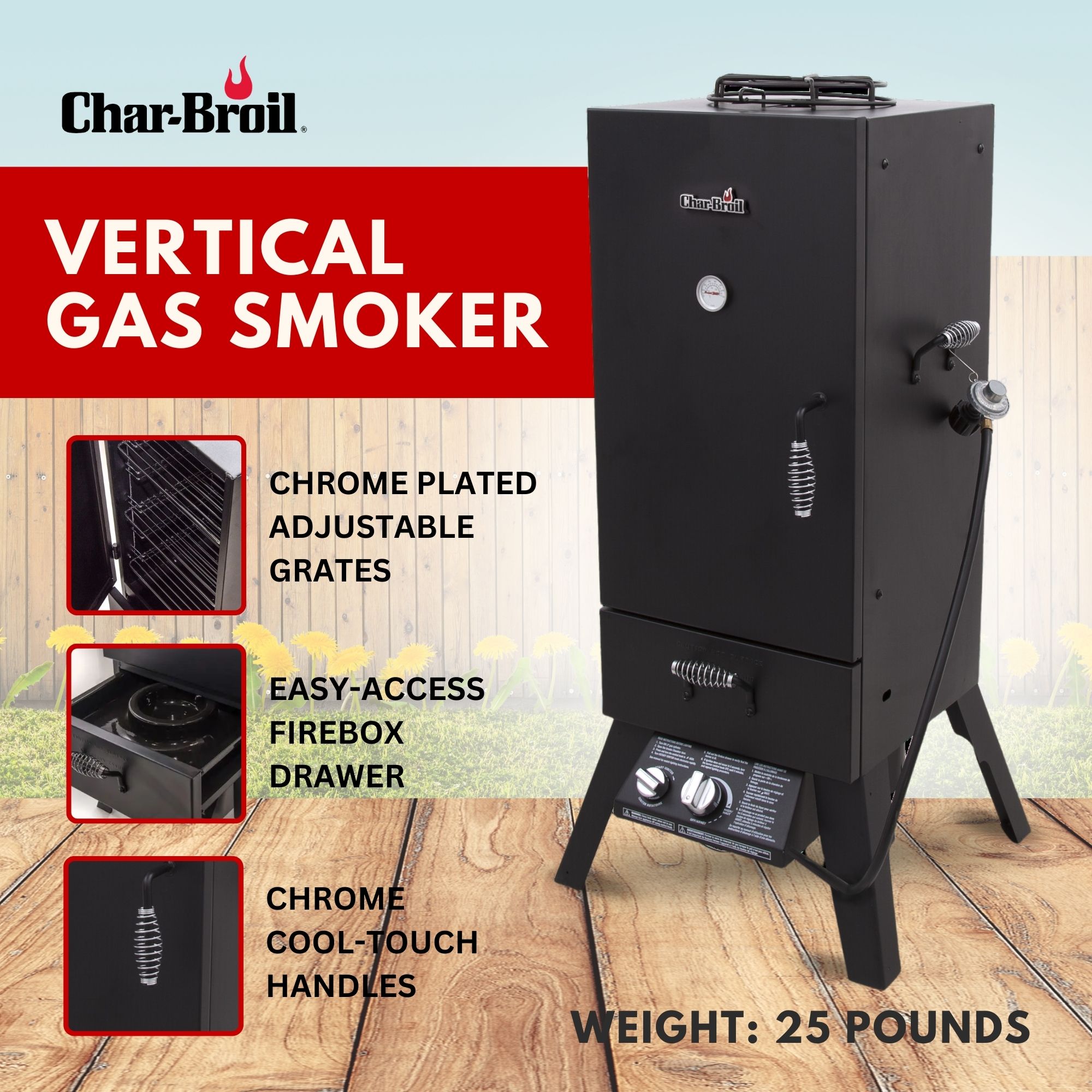 Char-Broil Vertical 45 Inch Liquid Propane Outdoor Steel Gas Smoker, Black - image 2 of 8