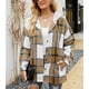 thumbnail image 3 of Abrigo de lana para mujer Abrigo para niñas Patrón de cuadros con capucha de moda para primavera Otoño Invierno Amarillo M, 3 of 7