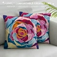 thumbnail image 3 of JEUXUS  Floral Throw Pillow Cushion Case, Abstract Flowers and Petals with Exotic Vibes Colorful Modern Style, Modern Accent Double-Sided Digital Printing,Blue Pale Orange and Plum, 3 of 5