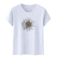 thumbnail image 5 of Njagoc3 Classic Fit Womens Basic Crewneck Short Sleeve Sunflower Graphic Print Breathable PolyCotton Casual Summer Tee, 5 of 6