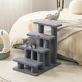 thumbnail image 4 of Gymax 24'' 4-Step Pet Stairs Carpeted Ladder Ramp 8 Scratching Post Cat Tree Climber, 4 of 10
