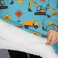 thumbnail image 3 of Oversized Wearable Blanket Hoodie,Cartoon Construction Vehicles Barriers Light Blue Pattern Sherpa Blanket Hoodie with Super Pockets,Super Warm Fuzzy Pullover for Women & Men, 3 of 6