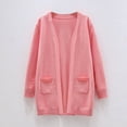 thumbnail image 2 of Mepaouo Girls Cardigans Open Front Long Sleeve Casual Sweater Kids Knit Clothes Coats with Pockets Pink 3-4 Years, 2 of 7