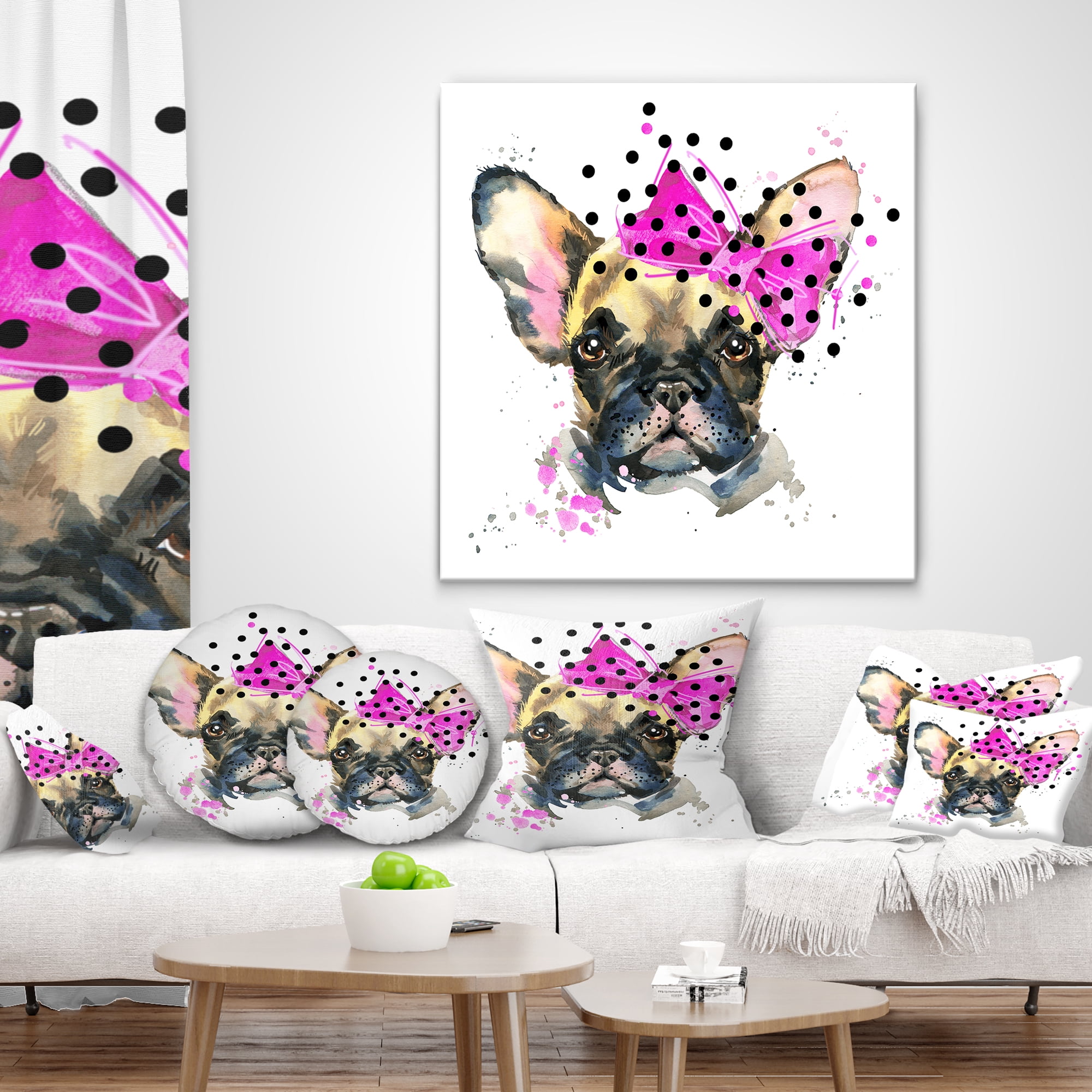 Designart Fashionable French Bulldog - Animal Throw Pillow - 16x16