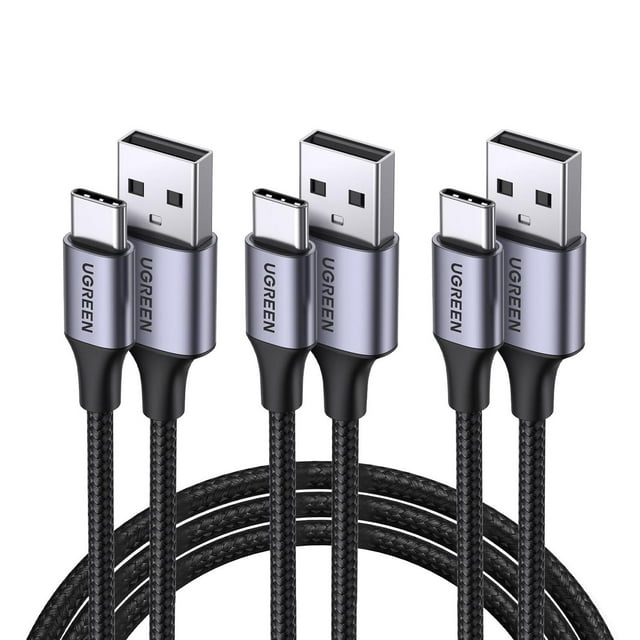 Cable USB Tipo C UGREEN Negro Carga Rápida y Nylon Trenzado