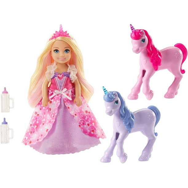 Barbie Dreamtopia Set de regalos, Chelsea Princess Muñeca con unicornios para bebés Barbie Barbie