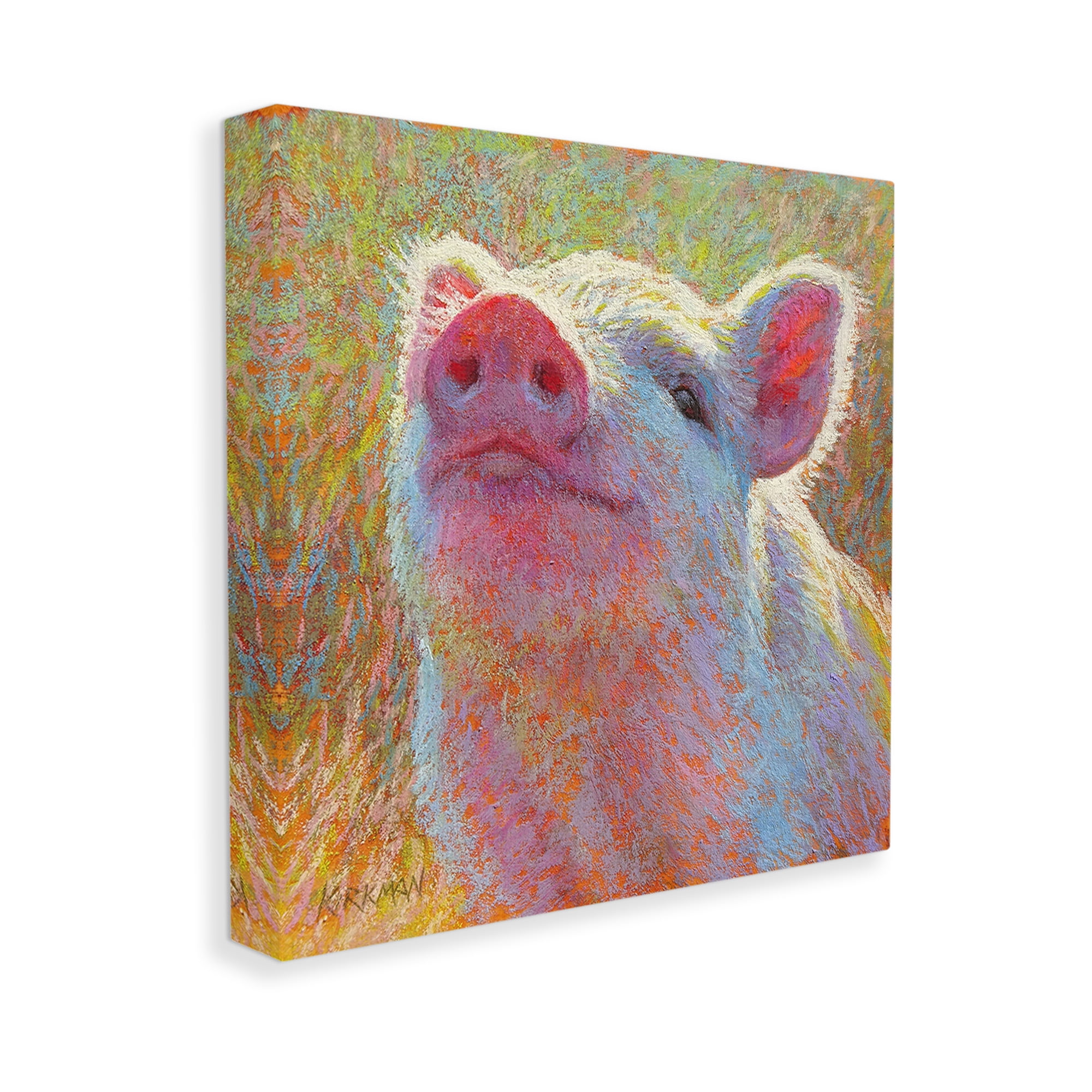 Stupell Industries Impressionist Pig Painting Animals & Insects Painting Gallery Wrapped Canvas Art Print Wall Art, 30 x 30