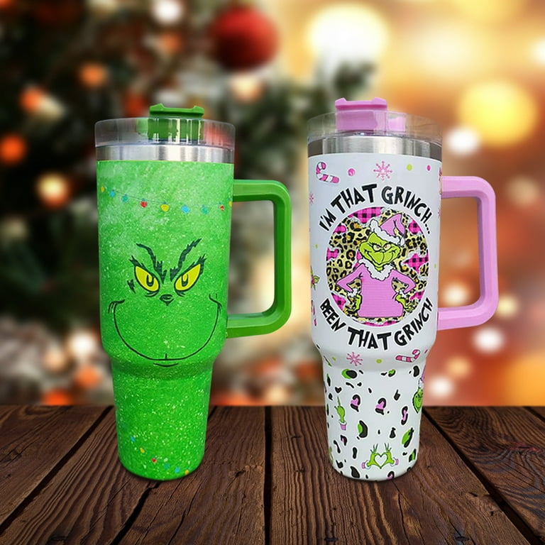 Christmas Tumbler 40 Oz, Merry Christmas Tumbler With Handle And Straw,  40oz Tumbler Maintains Cold Heat And Ice For Hours 