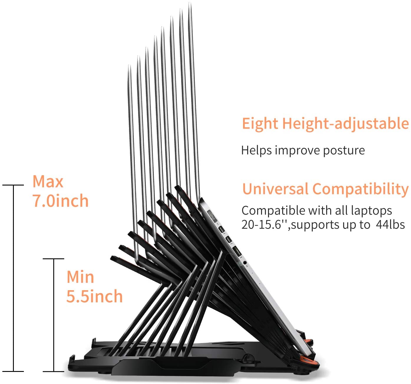 Laptop Stand Adjustable Laptop Computer Stand Multi-Angle Stand Phone Stand Portable Foldable Laptop Riser Notebook Holder Stand Compatible for 10 to 17” Laptops - image 4 of 7