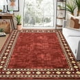 thumbnail image 3 of Nanan 9'x12' Modern Bordered Area Rug Geometric Carpet, Machine Washable Rug Non Slip Solid Indoor Rug for Living Room Bedroom Home Office, Red, 3 of 9