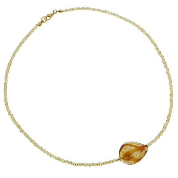 GlassOfVenice Murano Glass Royal Cognac Spiral Necklace