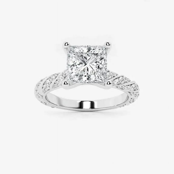 Zoya Jewel Princess Cut 1.8 Ct Lab Created Diamond Ring – Classic Wedding Ring in 14K White Gold Plated – Engagement Gift for Women