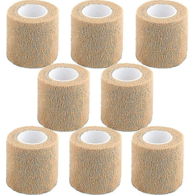 8pcs Self Adhesive Bandage Wrap, 2.5cm*450cm Black Breathable Elastic Cohesive Bandages, Vet Wrap Sports Tape