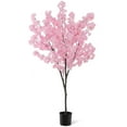 thumbnail image 1 of Costway 6.5 FT 1 PCS Tall Artificial Cherry Blossom Tree with 900 Pink Flowers Cement-filled, 1 of 8