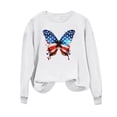 thumbnail image 5 of GaThRRgYP Simple Round Neck Long Sleeve Tee Women Basic,Ladies Long Sleeve Round Neck Independence Day Casual Printed Top White XL, 5 of 5