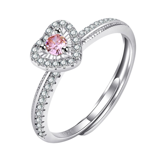 Anillos ajustables con apertura en forma de corazón rosa para joyería