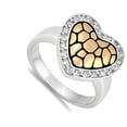 thumbnail image 4 of Clear CZ Gold-Tone Mosaic Heart Halo Ring .925 Sterling Silver Band White Jewelry Female Size 6, 4 of 4