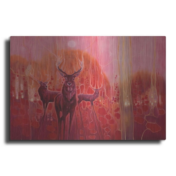 Luxe Metal Art 'Red Magic' by Gill Bustamante, Metal Wall Art, 16"x12"