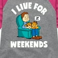 thumbnail image 3 of Garfield - I Live For Weekends - Toddler And Youth Girls Raglan Graphic T-Shirt, 3 of 4