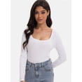 thumbnail image 6 of Womens Casual Long Sleeve Scoop Neck Slim Fitted Basic Top, 6 of 6