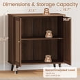 thumbnail image 3 of MELLCOM Buffet Cabinet, Kitchen Storage Cabinet, Sideboard Buffet Cabinet with Storage, with Rattan Decorated Doors and Solid Wood Feet, Natural, 3 of 7