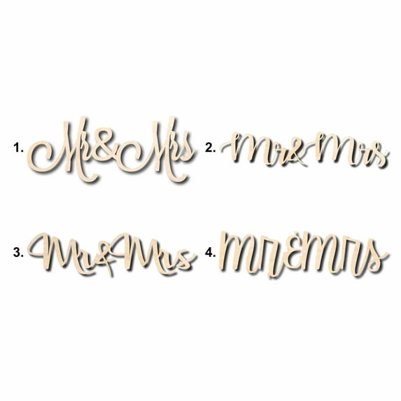 Mr. & Mrs. Sign Unfinished Wood Cutout Home Decor DIY Option 3- 20" Wide / 1/4"