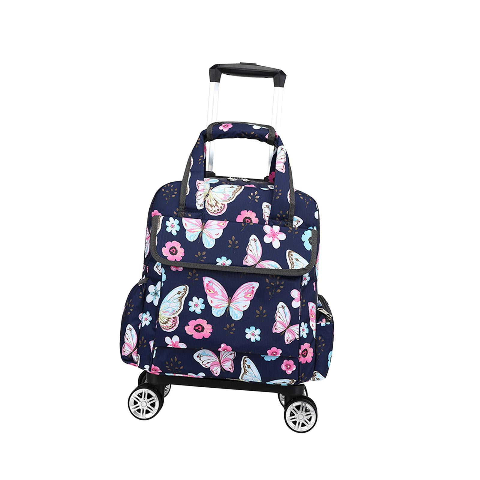 Sharprepublic Duffle with Wheels Clothing Waterproof with 2 Wheel Rolling Luggage Oxford Cloth Butterfly